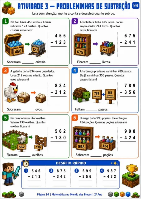 Página de atividade visual de matemática 3